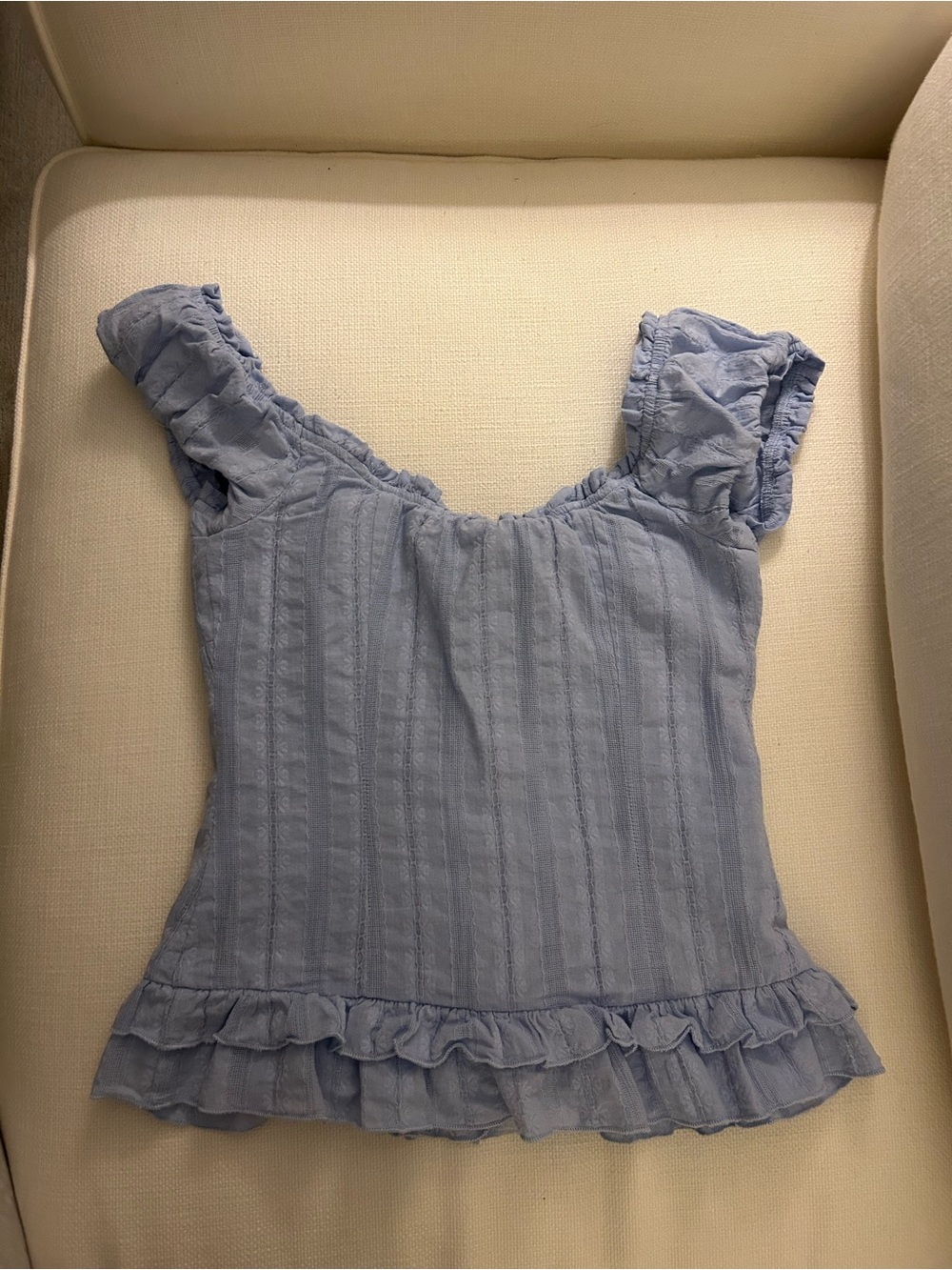 Suiter Frill Detail Top Soft Blue - Picture 4 of 4